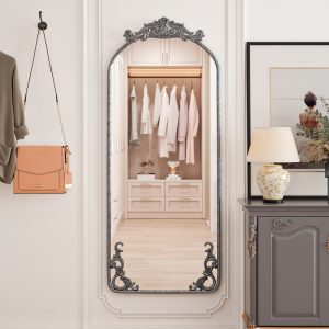 Antique Silver Wall Mirror - Nora Lane Home furniture - Metal accent, Glass detail - 62.8 x 27.36 x 3.54 in