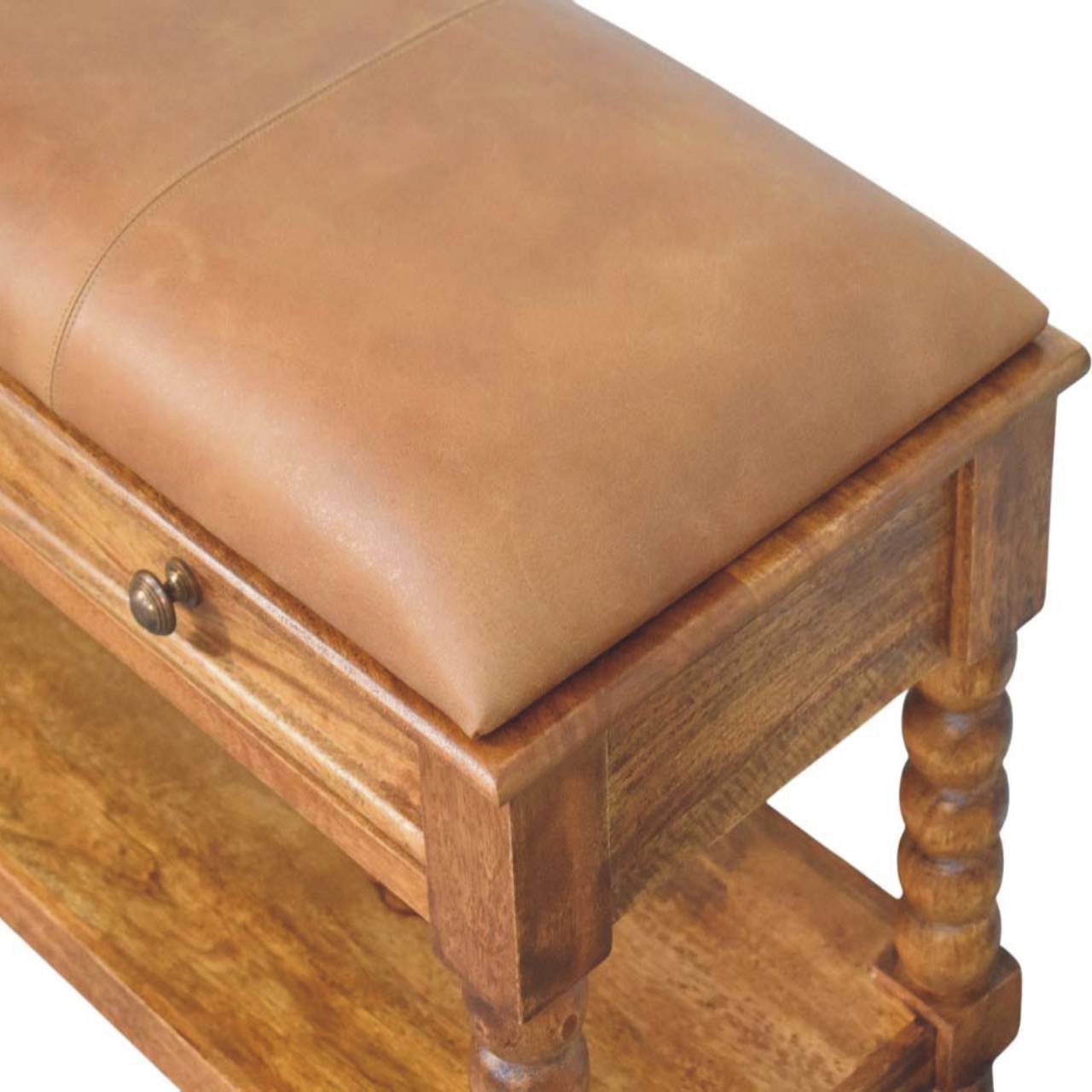 Brown Storage Bench - Nora Lane Home furniture - Solid wood - 17.7 x 39.4 x 25.6 in