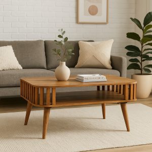 Natural Wood Storage Coffee Table - Nora Lane Home furniture - Solid wood - 25.59 x 37.4 x 9.84 in