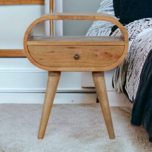 Natural Wood Storage Nightstand - Nora Lane Home furniture - Solid wood - 21.65 x 17.72 x 15.75 in
