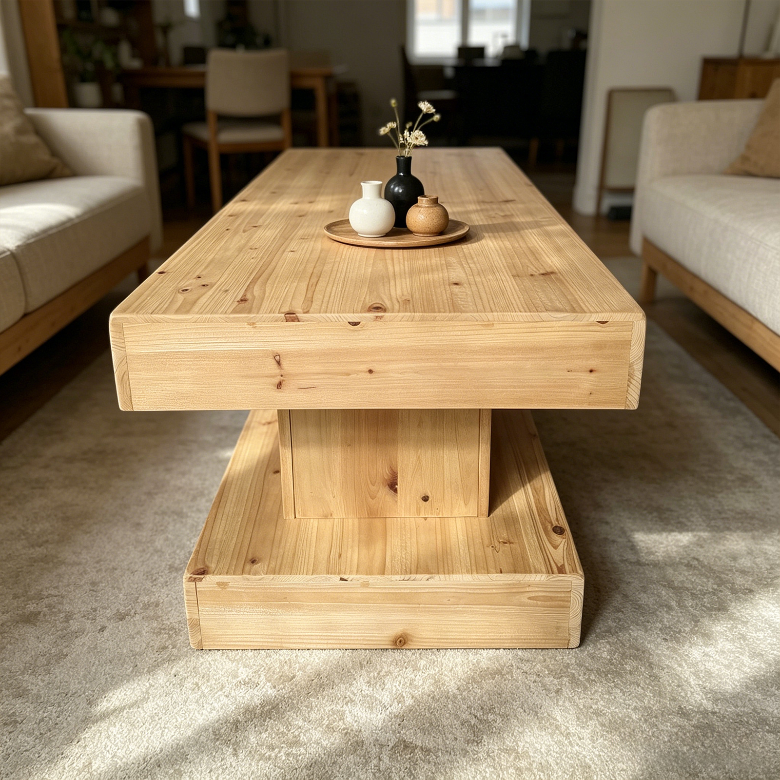 Natural Wood Coffee Table - Nora Lane Home furniture - Solid wood - 50.39 x 7.87 x 25.98 in