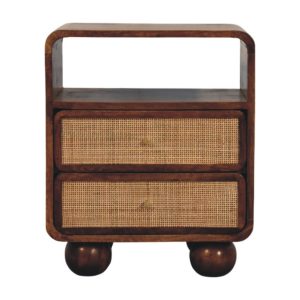 Brown Storage Cabinet - Nora Lane Home furniture - Solid wood, Rattan detail - 17.72 x 21.65 x 22.05 in