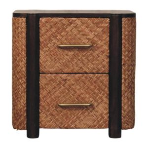 Rattan Solid Wood Storage Nightstand - Nora Lane Home furniture - Solid wood, Rattan detail - 18.9 x 23.6 x 23.6 in