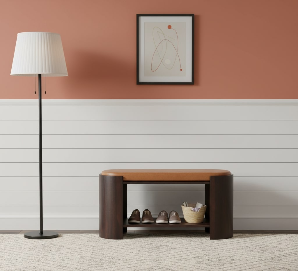 Brown Storage Bench - Nora Lane Home furniture - Solid wood, Upholstered - 39.37 x 17.72 x 21.26 in