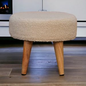 Brown Boucle Storage Bench - Nora Lane Home furniture - Solid wood, Upholstered - 18.5 x 18.5 x 7.09 in