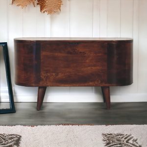 Walnut Round Bedroom Storage - Nora Lane Home furniture - Solid wood, Walnut finish - 35.43 x 17.72 x 15.75 in