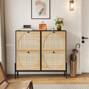 Rattan Storage Cabinet - Nora Lane Home furniture - Rattan detail - 43.3 x 17.13 x 6.89 in