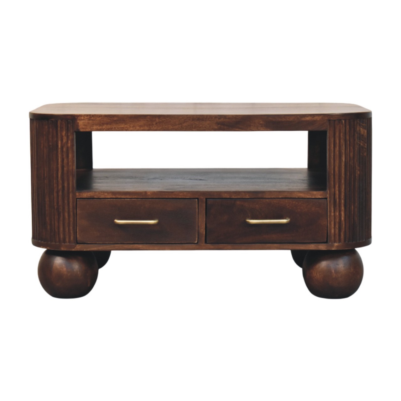 Brown Storage Coffee Table - Nora Lane Home furniture - Solid wood, Walnut finish - 25.6 x 37.4 x 20.9 in