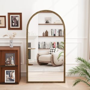 Gold Wall Mirror - Nora Lane Home furniture - Metal accent - 69.29 x 40.35 x 4.33 in