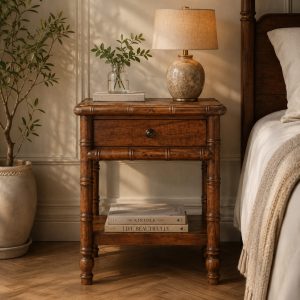 Brown Storage Nightstand - Nora Lane Home furniture - Solid wood - 21.65 x 18.11 x 27.56 in