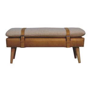 Brown Storage Bench - Nora Lane Home furniture - Solid wood, Upholstered - 39.37 x 17.72 x 9.84 in
