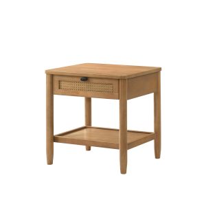 Walnut Storage Nightstand - Nora Lane Home furniture - Solid wood, Walnut finish - 25.35 x 21.81 x 8.98 in