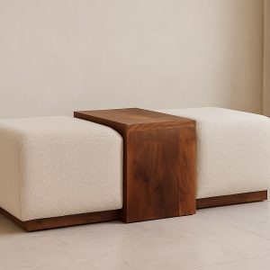 Brown Boucle Storage Bench - Nora Lane Home furniture - Solid wood - 33.5 x 47.2 x 21.7 in