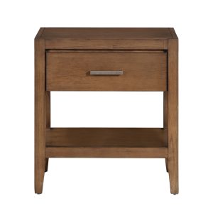 Brown Wood Storage Nightstand - Nora Lane Home furniture - 27.5 x 21.75 x 30.5 in