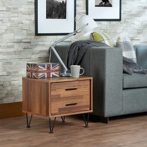 Walnut Storage Nightstand - Nora Lane Home furniture - Walnut finish, Metal accent - 26 x 21 x 7 in