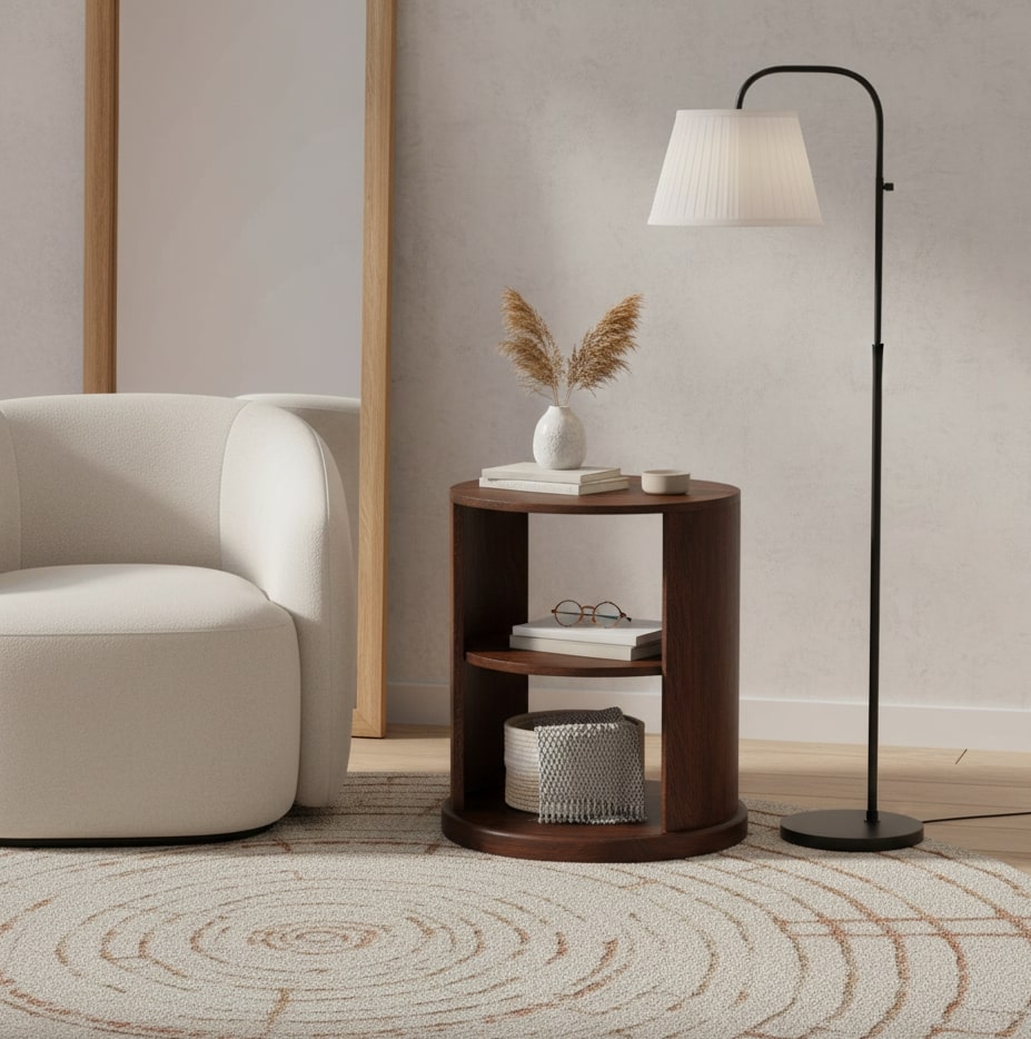 Brown Tables - Nora Lane Home furniture - Solid wood, Walnut finish - 21.65 x 21.65 x 25.98 in