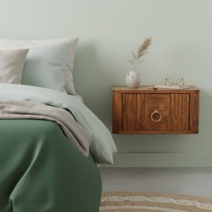 Brown Storage Nightstand - Nora Lane Home furniture - Solid wood - 17.72 x 13.78 x 11.02 in