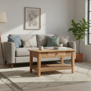 Brown Storage Coffee Table - Nora Lane Home furniture - Solid wood - 23.62 x 35.43 x 21.65 in