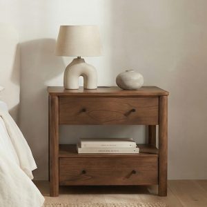 Brown Wood Storage Nightstand - Nora Lane Home furniture - 32 x 28 x 32.5 in