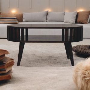 Walnut Storage Coffee Table - Nora Lane Home furniture - Solid wood, Walnut finish - 23.62 x 35.43 x 9.84 in