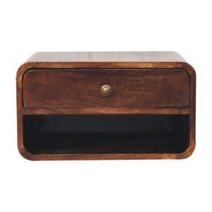 Walnut Storage Floating Nightstand - Nora Lane Home furniture - Solid wood, Walnut finish - 16.54 x 21.65 x 13.78 in