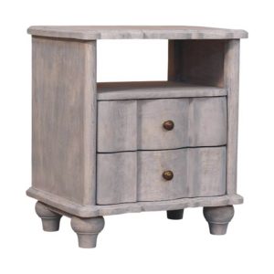 Gray Solid Wood Storage Nightstand - Nora Lane Home furniture - Solid wood - 19.7 x 25.6 x 24.8 in