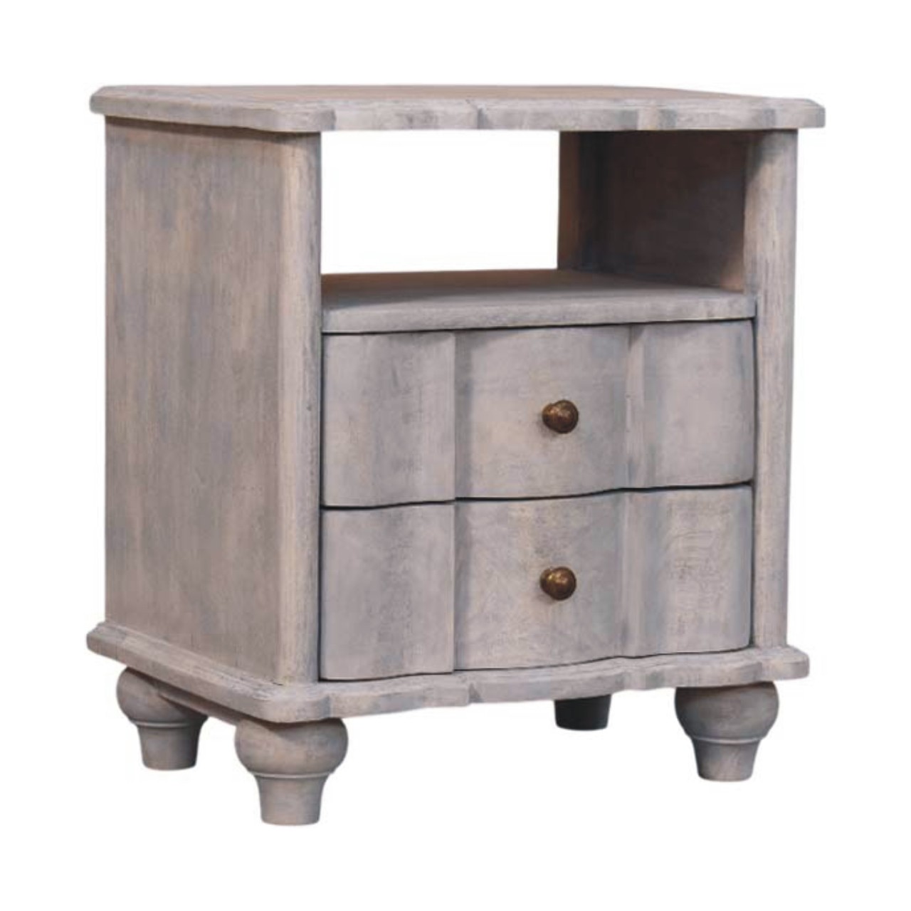 Gray Solid Wood Storage Nightstand - Nora Lane Home furniture - Solid wood - 19.7 x 25.6 x 24.8 in