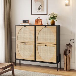 Rattan Storage Cabinet - Nora Lane Home furniture - Rattan detail - 43.3 x 17.13 x 6.89 in