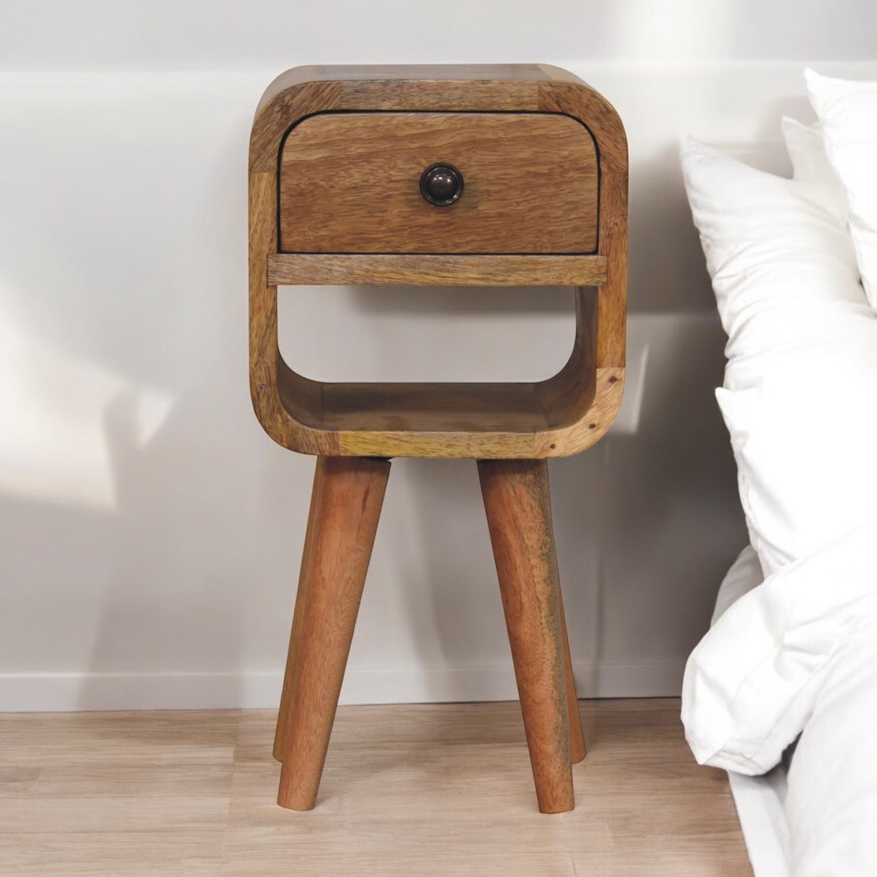 Natural Wood Storage Nightstand - Nora Lane Home furniture - Solid wood - 11.81 x 11.81 x 11.81 in
