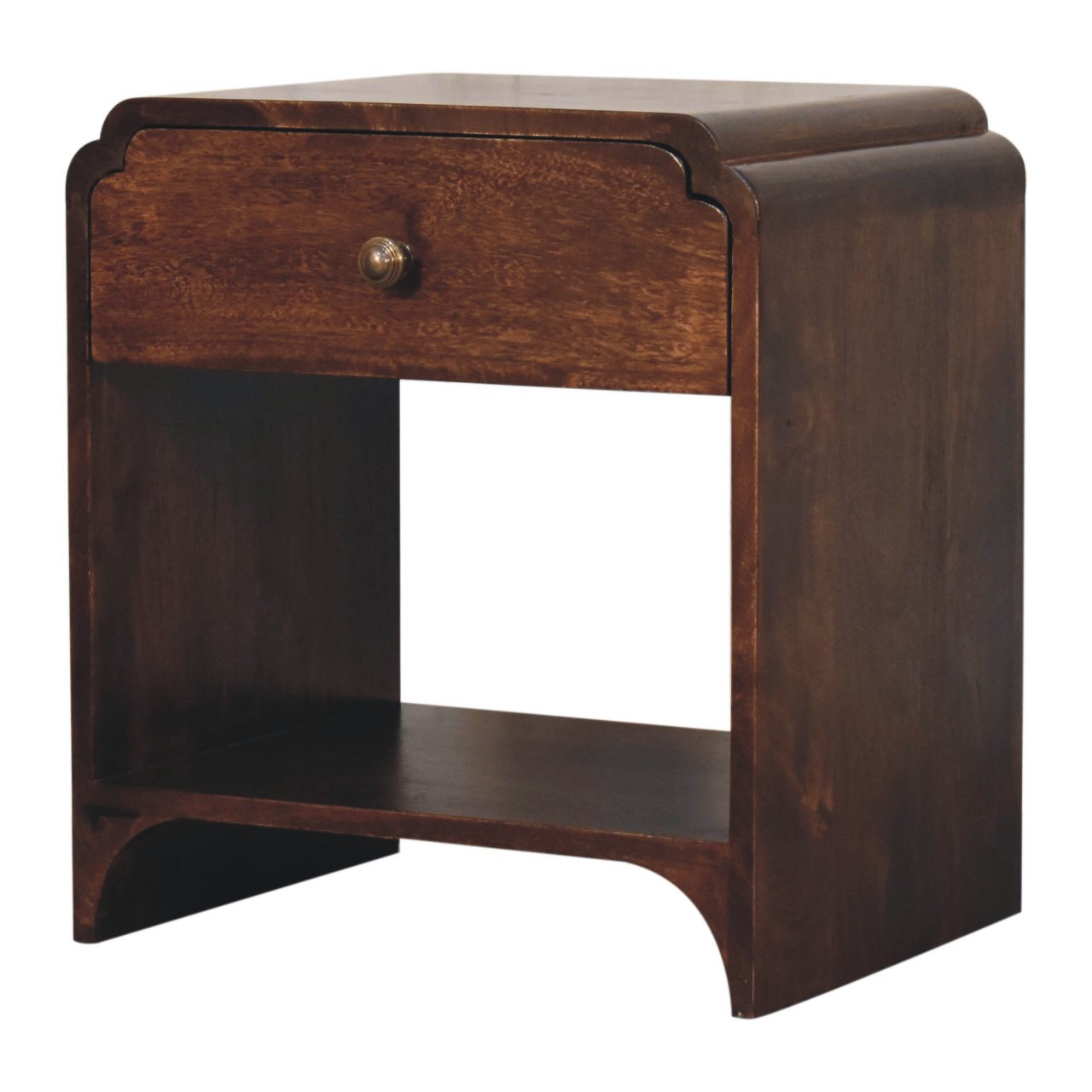 Walnut Storage Nightstand - Nora Lane Home furniture - Solid wood, Walnut finish - 17.72 x 21.65 x 23.62 in