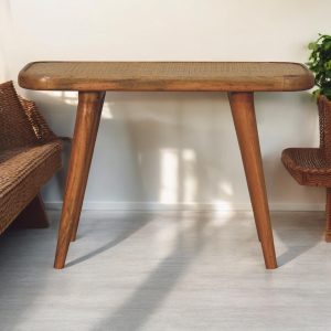 Rattan Solid Wood Storage Bench - Nora Lane Home furniture - Solid wood, Rattan detail - 15.75 x 29.53 x 3.94 in