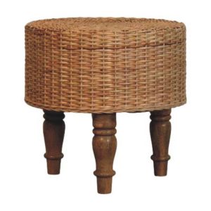 Brown Round Storage Bench - Nora Lane Home furniture - Solid wood - 19.7 x 19.7 x 11.8 in