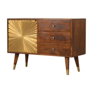 Brown Storage Sideboard - Nora Lane Home furniture - Solid wood, Metal accent - 17.72 x 37.4 x 19.69 in