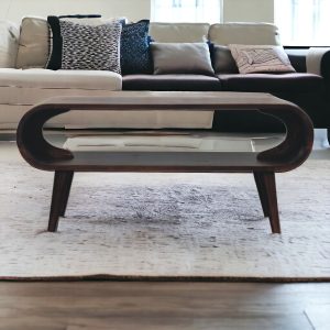 Walnut Storage Coffee Table - Nora Lane Home furniture - Solid wood, Walnut finish - 39.37 x 17.72 x 11.81 in