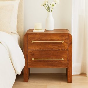 Natural Wood Storage Nightstand - Nora Lane Home furniture - Solid wood - 19.7 x 25.2 x 20.9 in