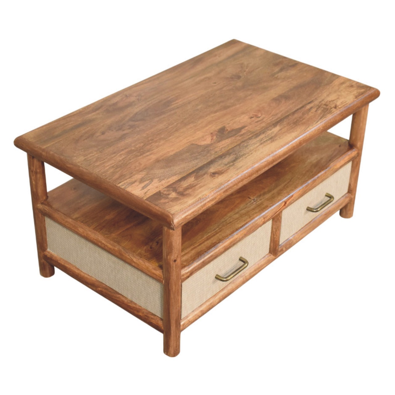 Rattan Solid Wood Coffee Table - Nora Lane Home furniture - Solid wood, Rattan detail - 39 x 26 x 22 in