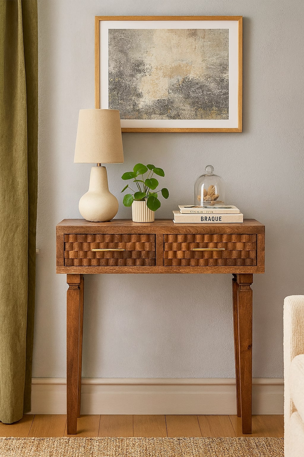 Brown Storage Console Table - Nora Lane Home furniture - Solid wood - 17.7 x 35.4 x 13.8 in