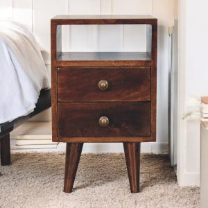 Walnut Storage Nightstand - Nora Lane Home furniture - Solid wood, Walnut finish - 15.75 x 15.75 x 17.72 in