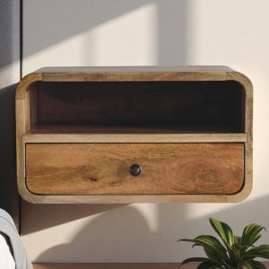 Natural Wood Storage Floating Nightstand - Nora Lane Home furniture - Solid wood - 21.65 x 16.54 x 13.78 in