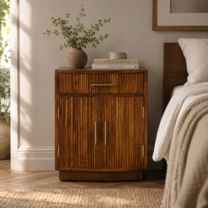 Brown Textured Storage Cabinet - Nora Lane Home furniture - Solid wood, Upholstered - 23.62 x 19.69 x 27.56 in