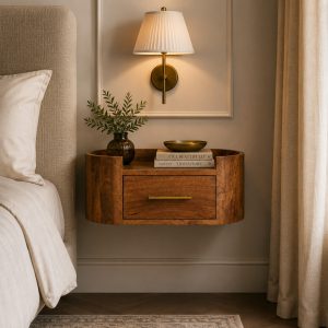 Brown Storage Nightstand - Nora Lane Home furniture - Solid wood - 23.62 x 13.78 x 11.81 in