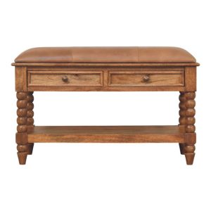 Brown Storage Bench - Nora Lane Home furniture - Solid wood - 17.7 x 39.4 x 25.6 in