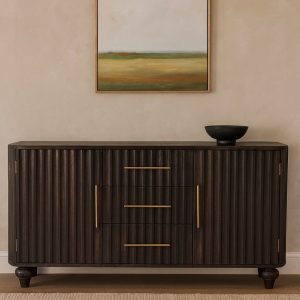 Brown Storage Sideboard - Nora Lane Home furniture - Solid wood - 17.7 x 61.4 x 28.7 in