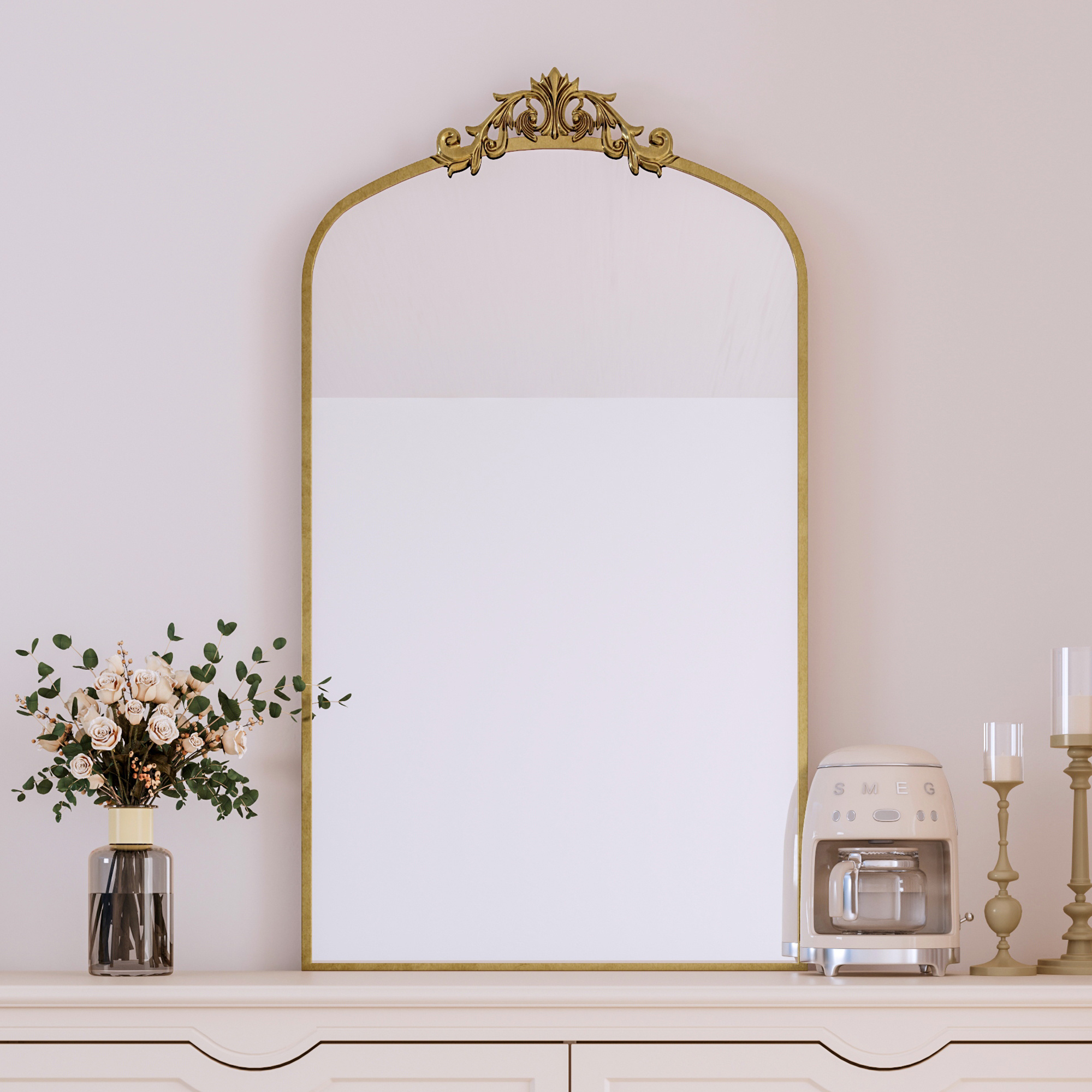 Brown Wall Mirror - Nora Lane Home furniture - Metal accent - 43.31 x 3.15 x 26.8 in
