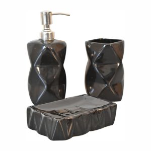 Black Marble Bathroom Accessories - Nora Lane Home furniture - Marble detail - 11.81 x 11.81 x 9.84 in