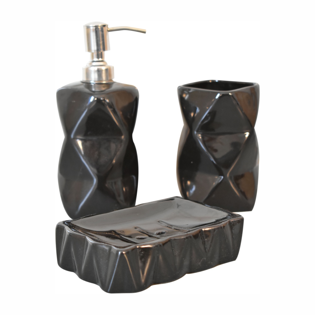 Black Marble Bathroom Accessories - Nora Lane Home furniture - Marble detail - 11.81 x 11.81 x 9.84 in