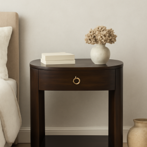 Brown Storage Nightstand - Nora Lane Home furniture - Solid wood - 25.59 x 17.72 x 26.77 in