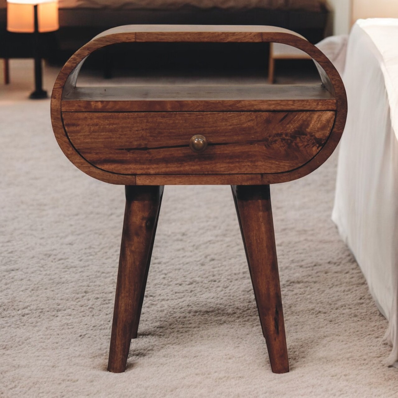 Brown Storage Nightstand - Nora Lane Home furniture - Solid wood - 17.72 x 21.65 x 12.99 in