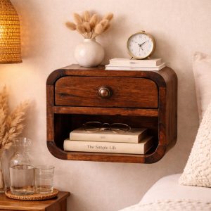 Brown Storage Nightstand - Nora Lane Home furniture - Solid wood - 12 x 11 x 12 in