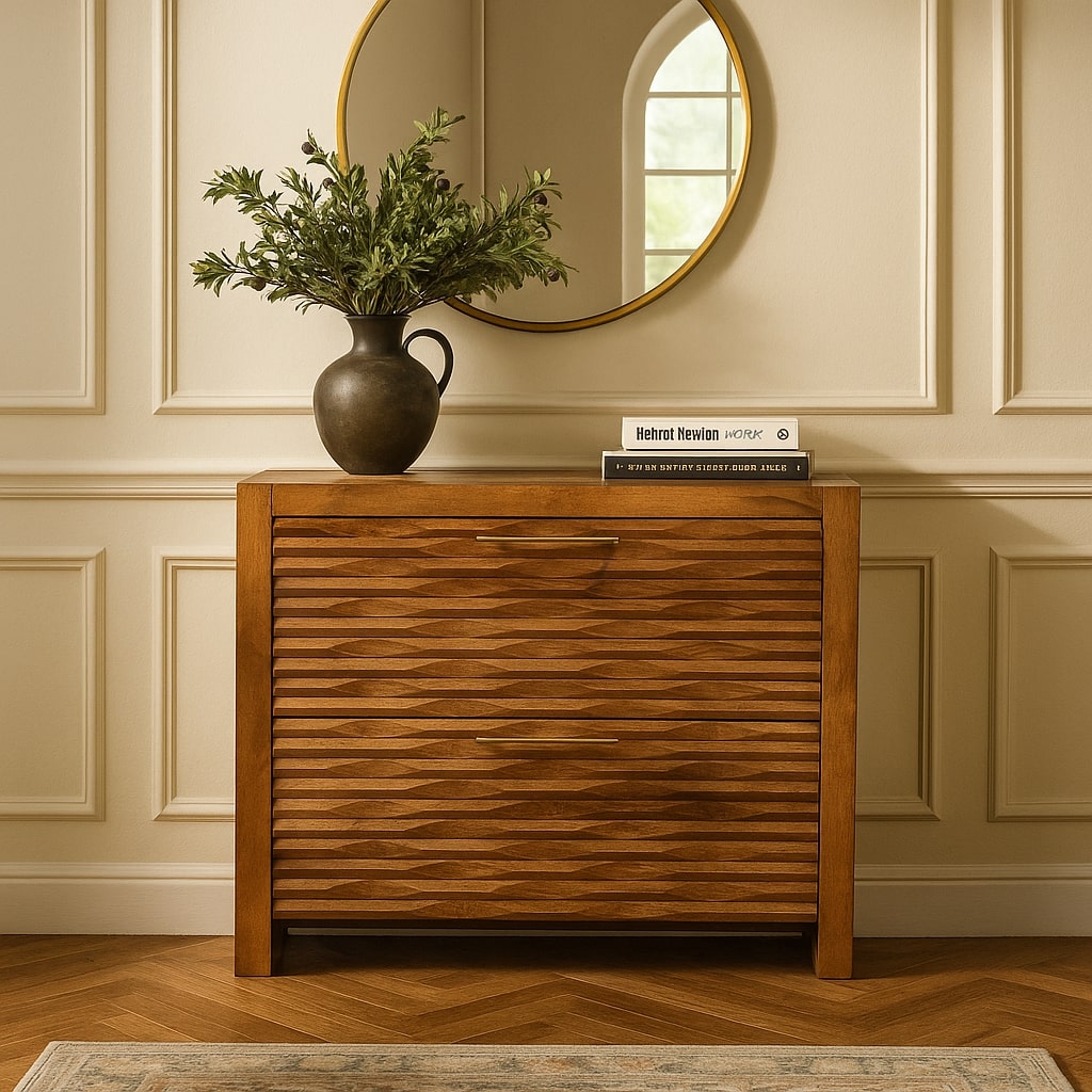 Brown Storage Cabinet - Nora Lane Home furniture - Solid wood - 39.37 x 17.72 x 32.68 in